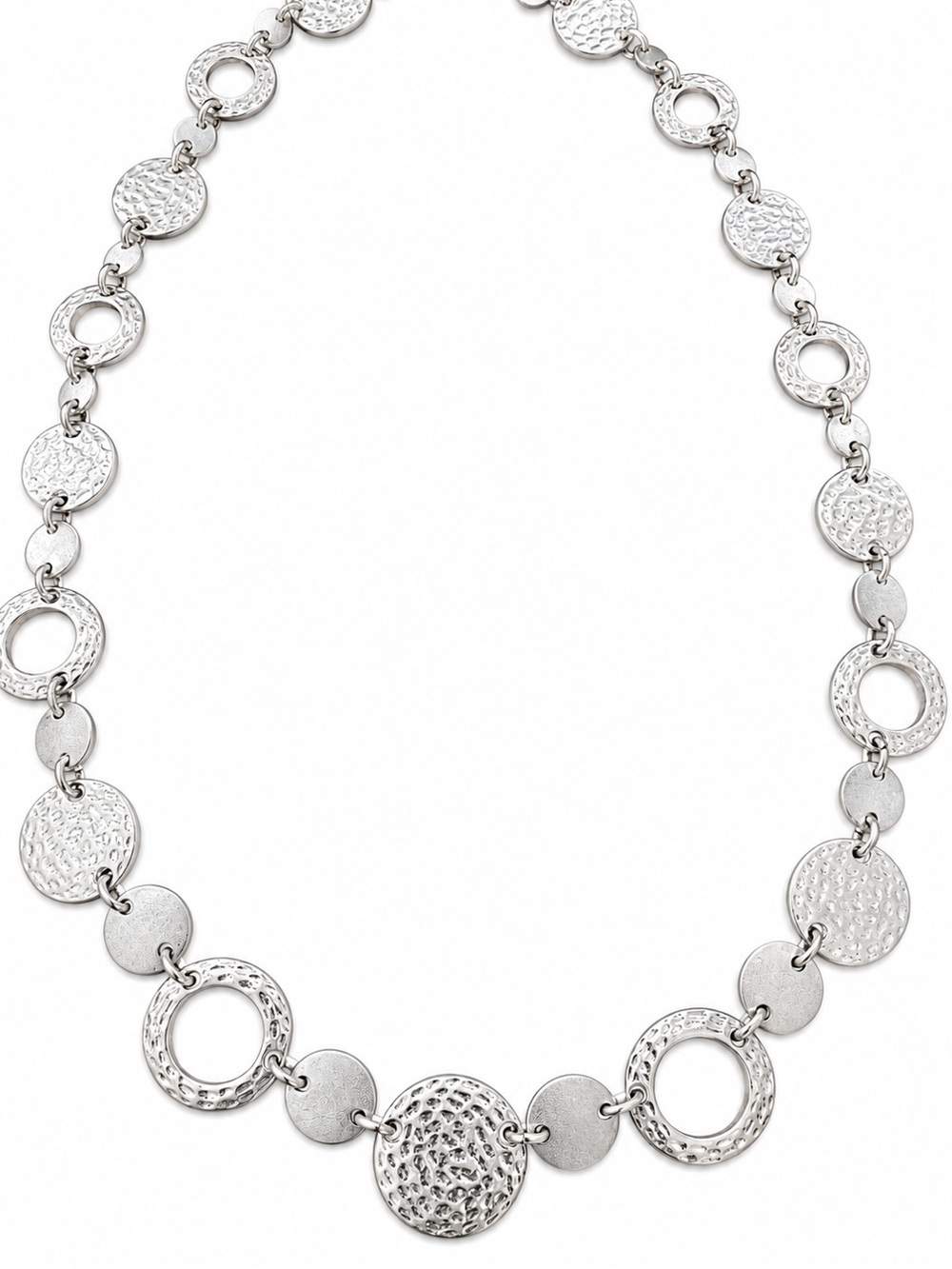 Nine West Vintage America Silver Tone Hammered Circle Link Necklace 18.5”